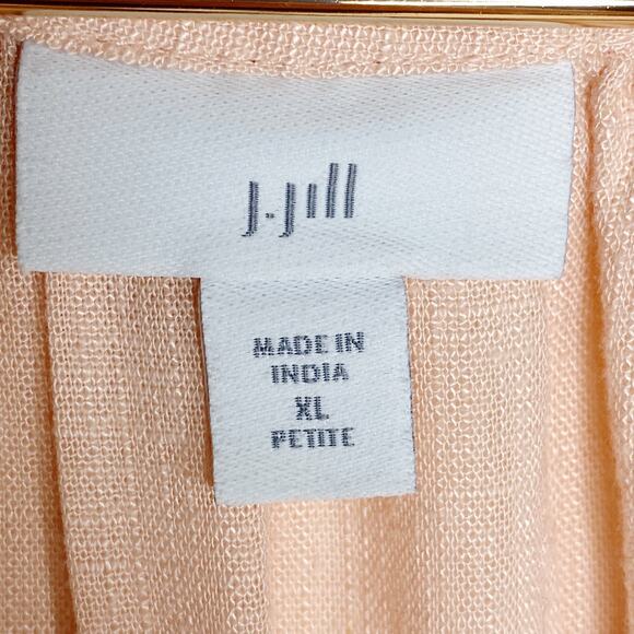 J Jill Womens Size XLP Embroidered Blouse Top Peach Orange Linen Blend Petite - Picture 6 of 8